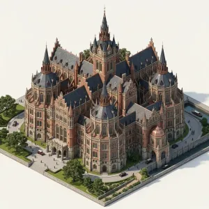 Изометрический 3D-рендеринг достопримечательности