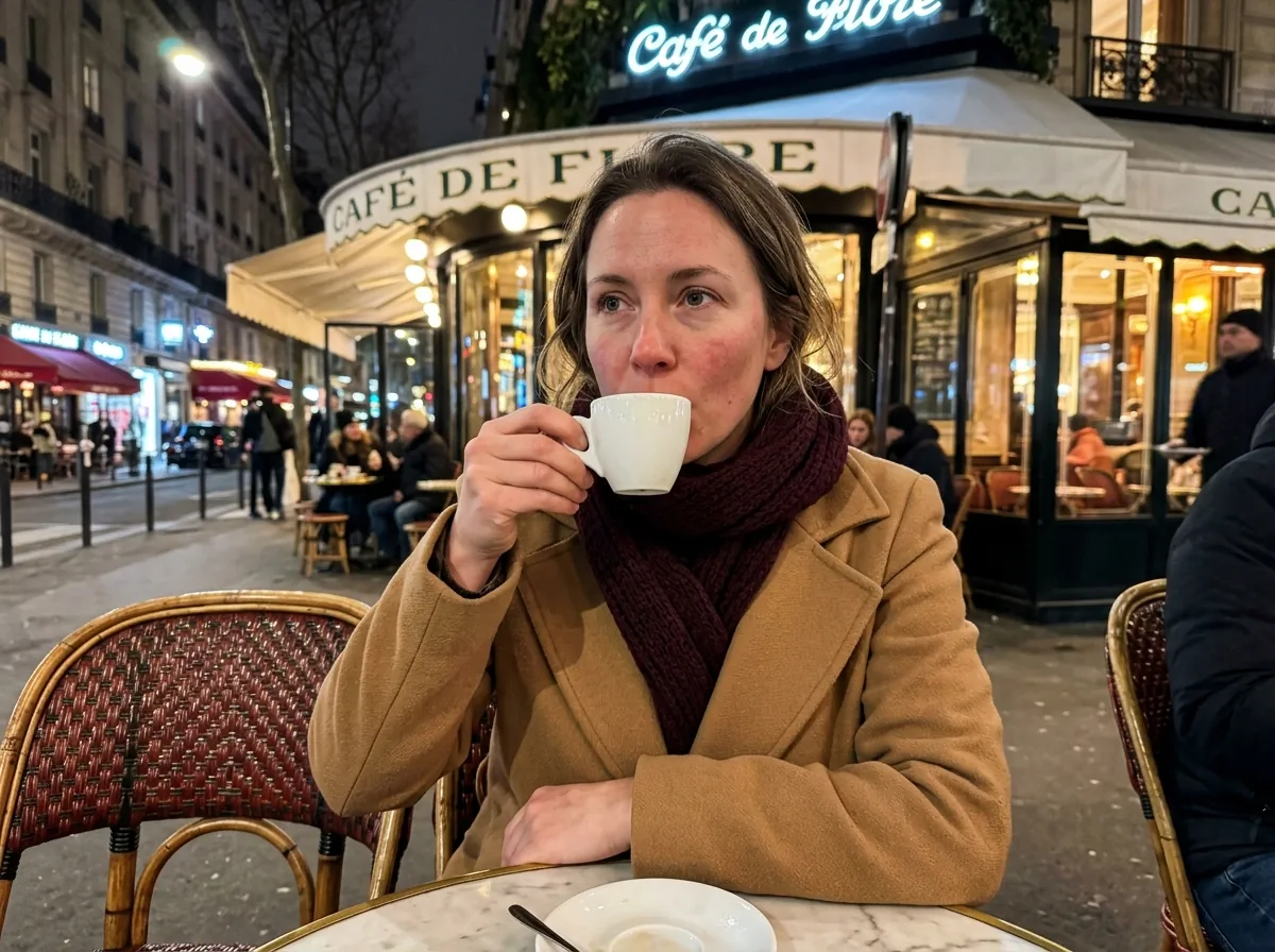 Женщина в Café de Flore - пример генерации №1