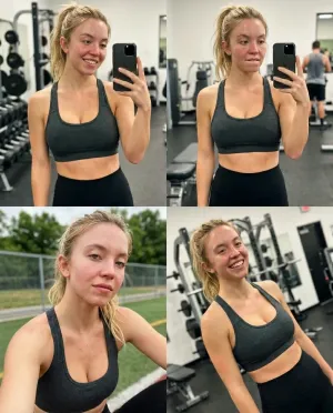 Спортивное селфи-коллаж Сидни Суини